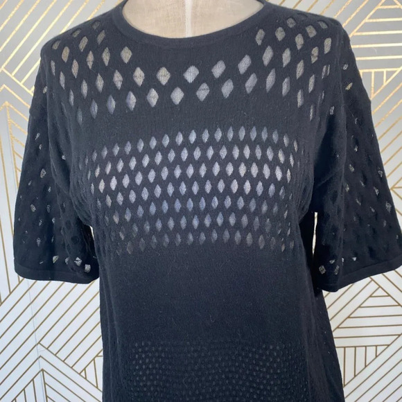 Helmut Lang Diamond Open Knit Black‎ Sweater Top - Picture 3 of 8